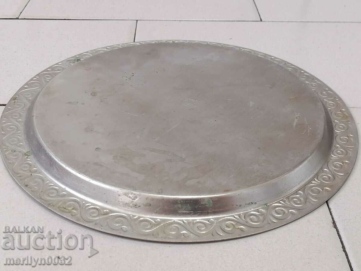 Auction Old tray nickel-plated brass USSR casserole, service Auction Old tray nickel-plated brass USSR casserole, service