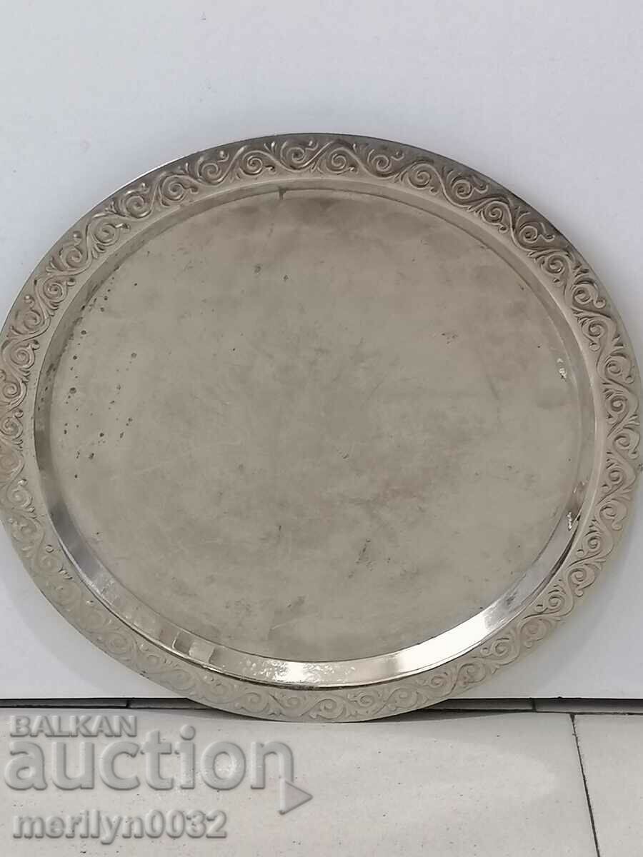 Old tray nickel-plated brass USSR casserole, service - 5 Old tray nickel-plated brass USSR casserole, service - 5