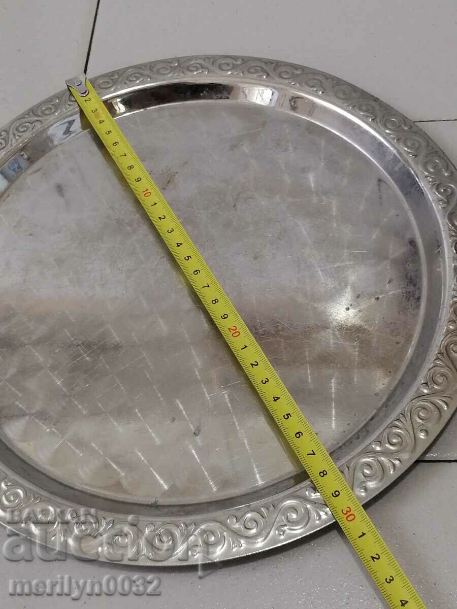 Old tray nickel-plated brass USSR casserole, service - 7 Old tray nickel-plated brass USSR casserole, service - 7
