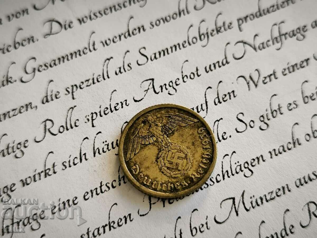 Coin - Third Reich - 10 Pfennig | 1939; Series A with price 6.50 BGN | € 3.32 Coin - Third Reich - 10 Pfennig | 1939; Series A with price 6.50 BGN | € 3.32