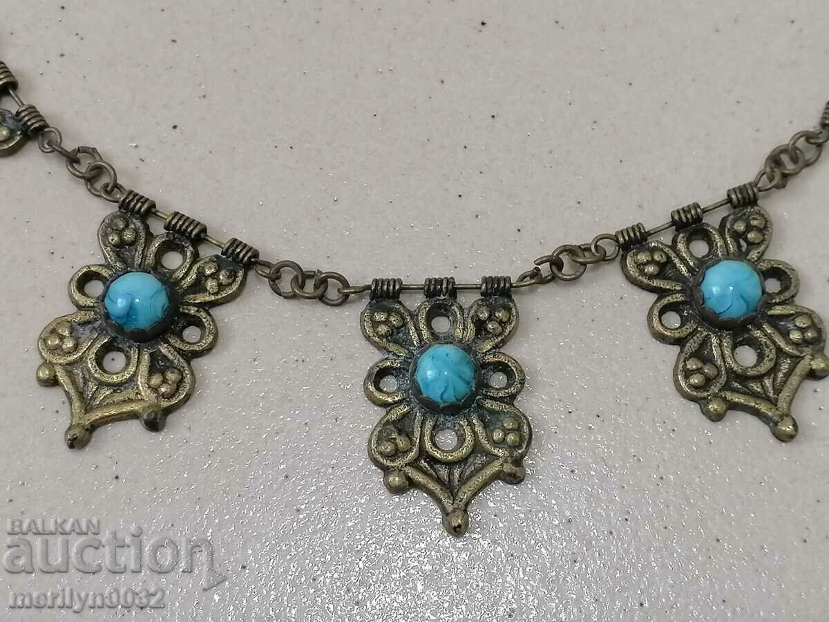 Auction Old jewelry bronze turquoises necklace necklace pendant marten Auction Old jewelry bronze turquoises necklace necklace pendant marten