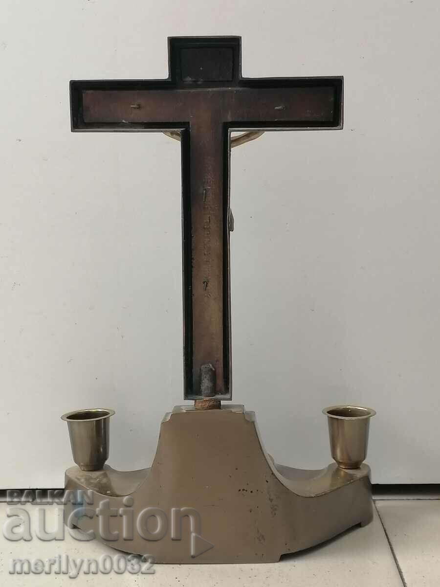 Table cross crucifix candlestick lamp religious corner with price 129.00 BGN | € 65.96 Table cross crucifix candlestick lamp religious corner with price 129.00 BGN | € 65.96