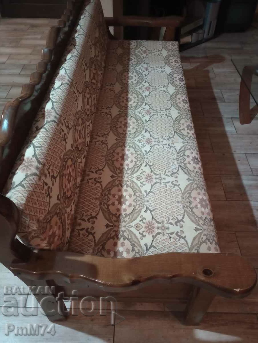 Canapea extensibilă vintage cu 3 locuri cu depozitare