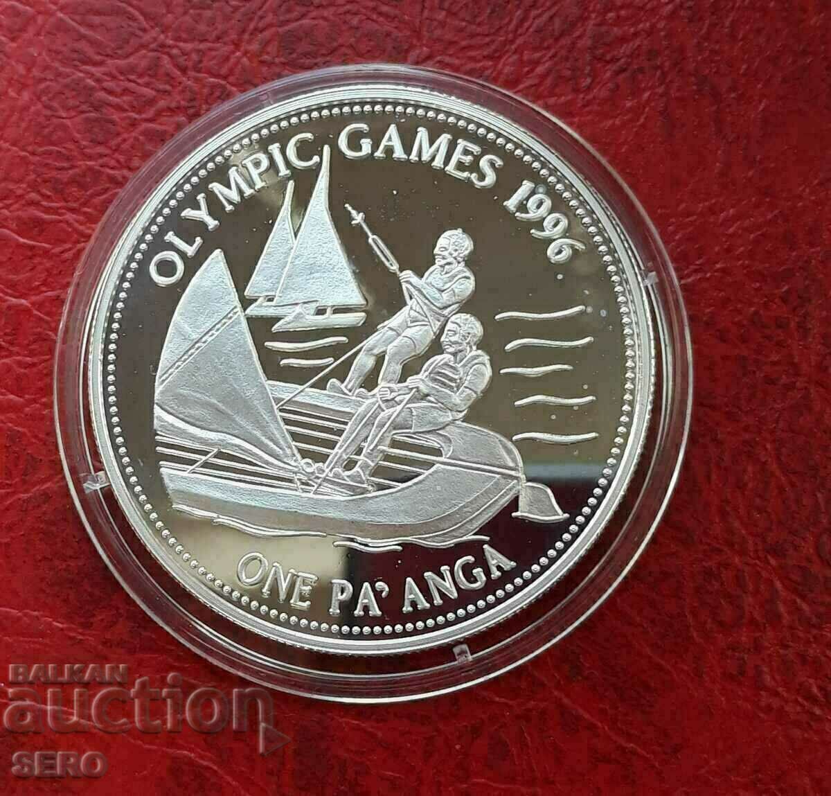 Island of Tonga-1 paanga1992-Olympics Atlanta-mat-gloss