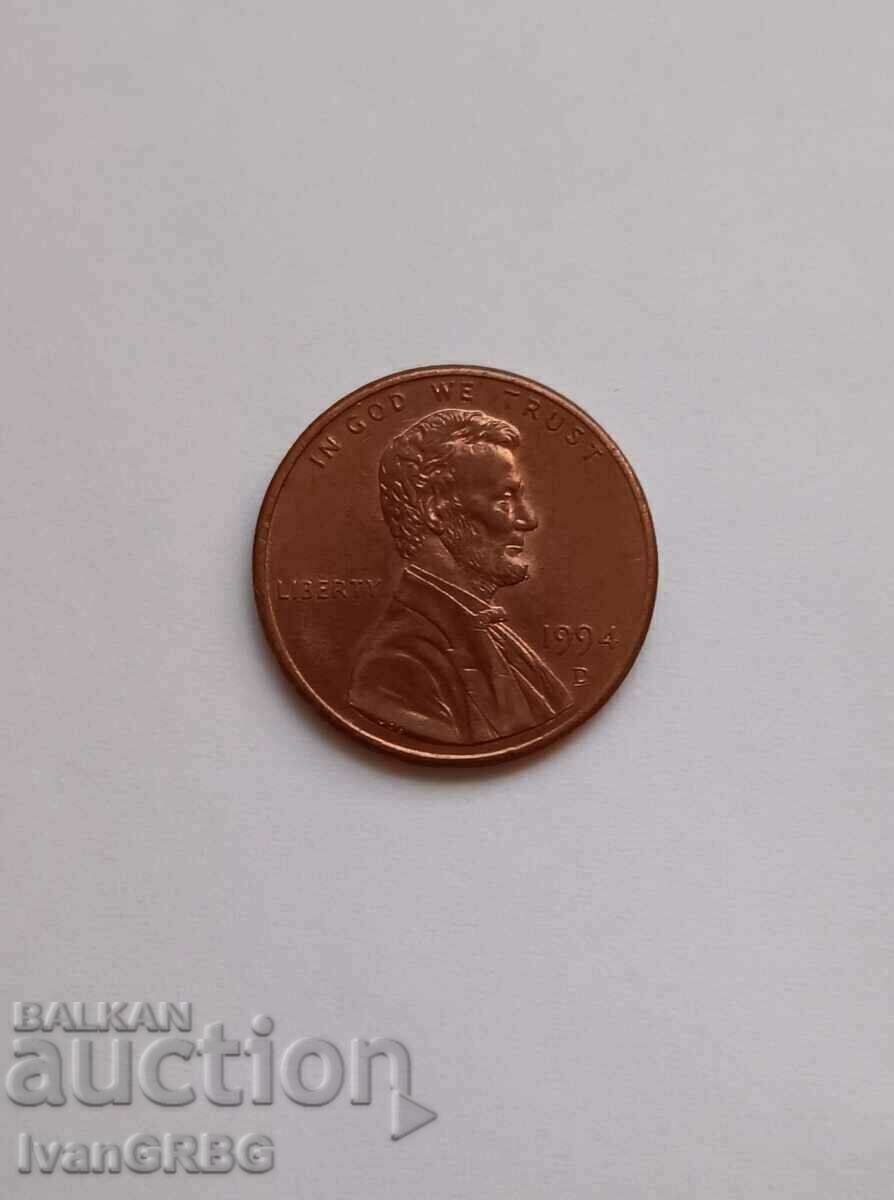 1 цент САЩ 1994(2) 1 цент 1994 Американска монета Линкъ