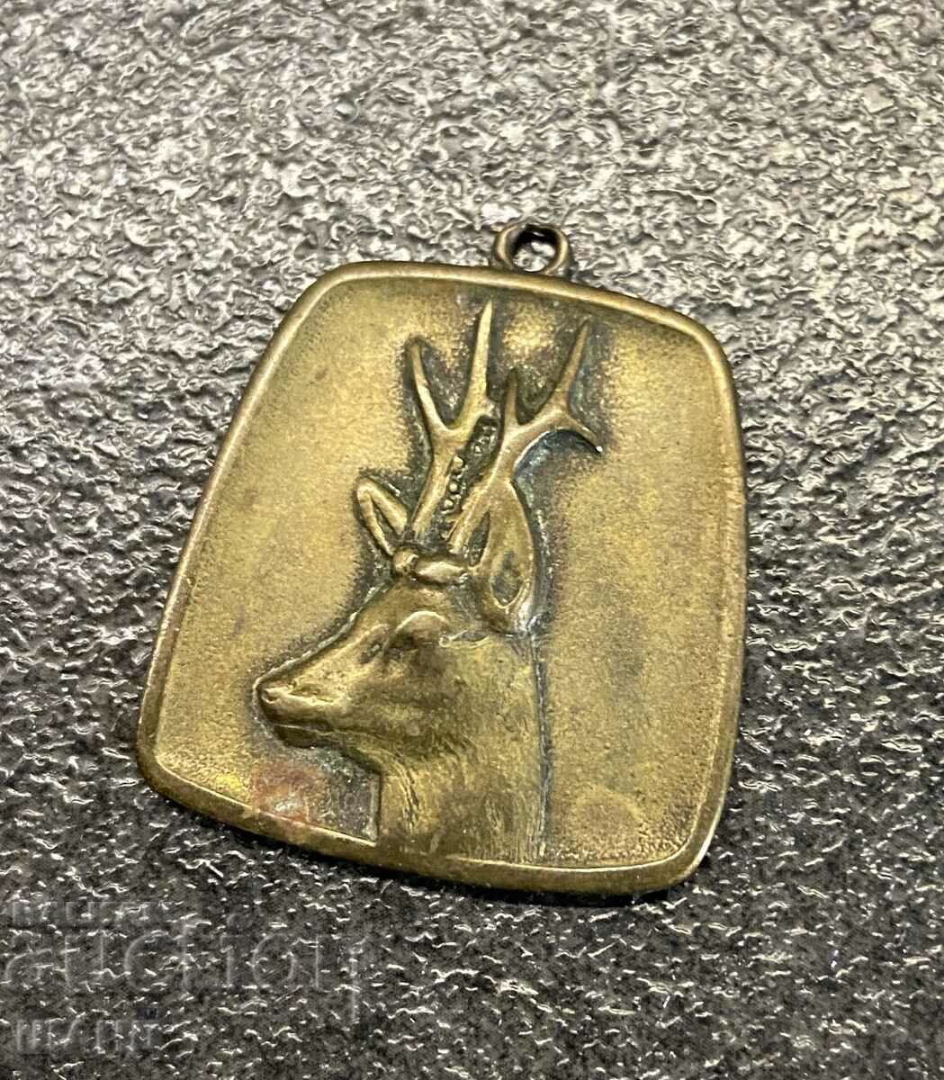 Semn de medalie de vânătoare veche Insigna vânător de cerb