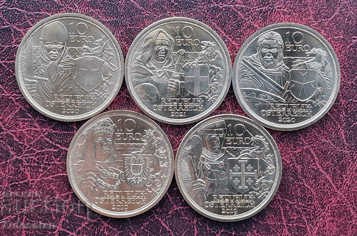 Austria • Set of 5 euro coins "KNIGHT'S TALES"
