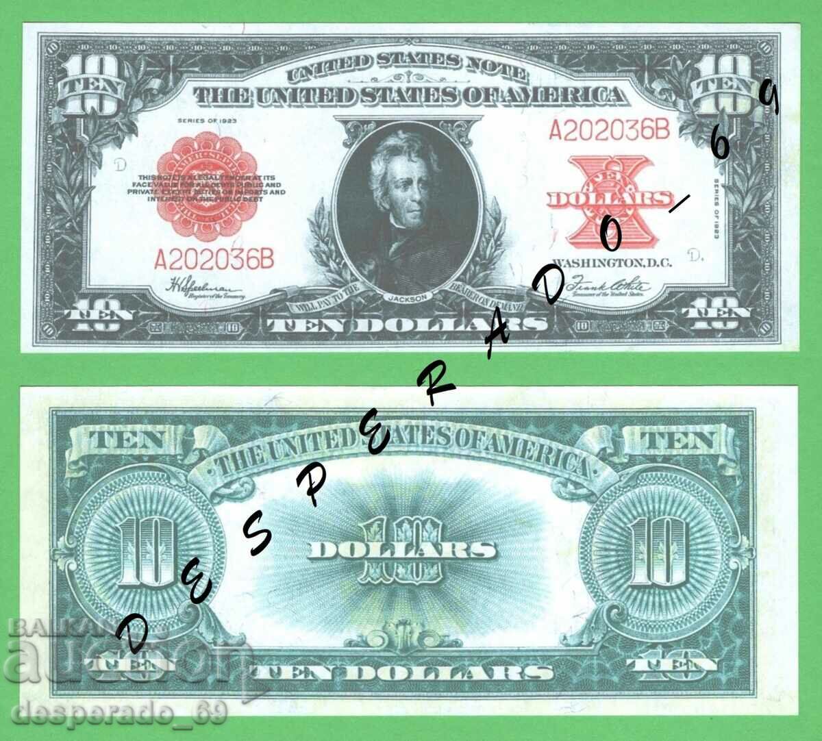 (¯`'•.¸(reproducere) 10 USD 1923 UNC¸.•'´¯)