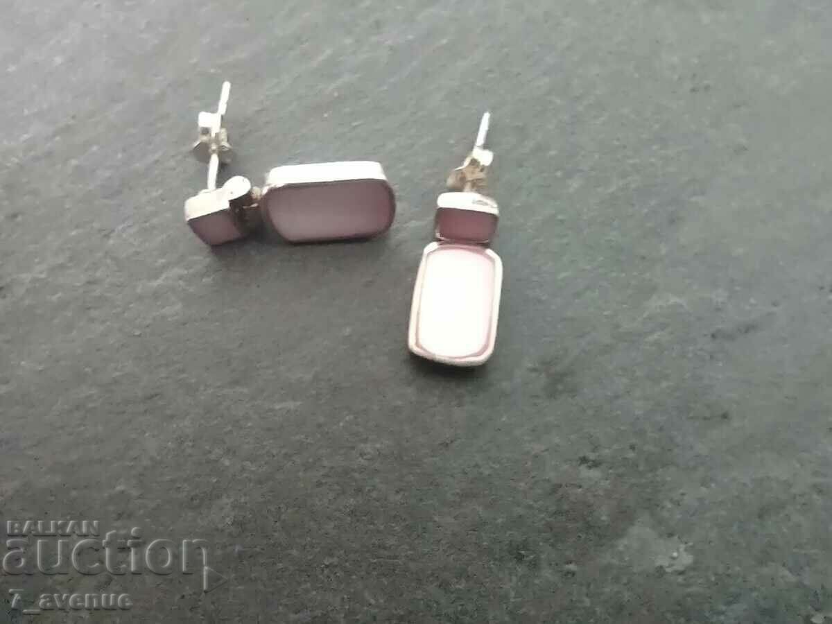 Auction Silver earrings, pink mother of pearl, 03/31/24 Auction Silver earrings, pink mother of pearl, 03/31/24