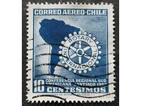 Чили. 1960г. 10 C. клеймована пощенска марка. Въздушна...