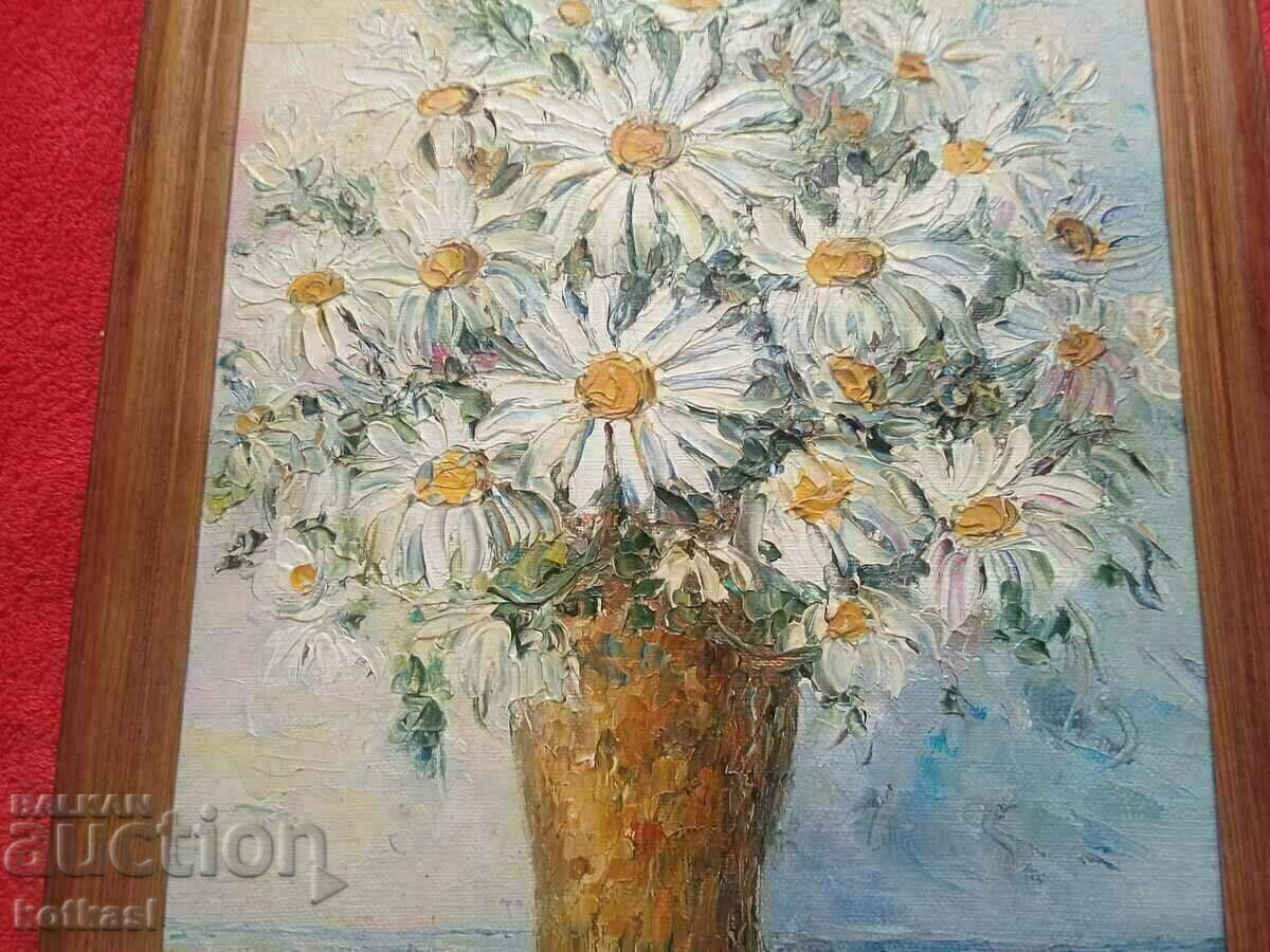 Auction Bulgarian author Vyara Georg Daisies oil on canvas Auction Bulgarian author Vyara Georg Daisies oil on canvas
