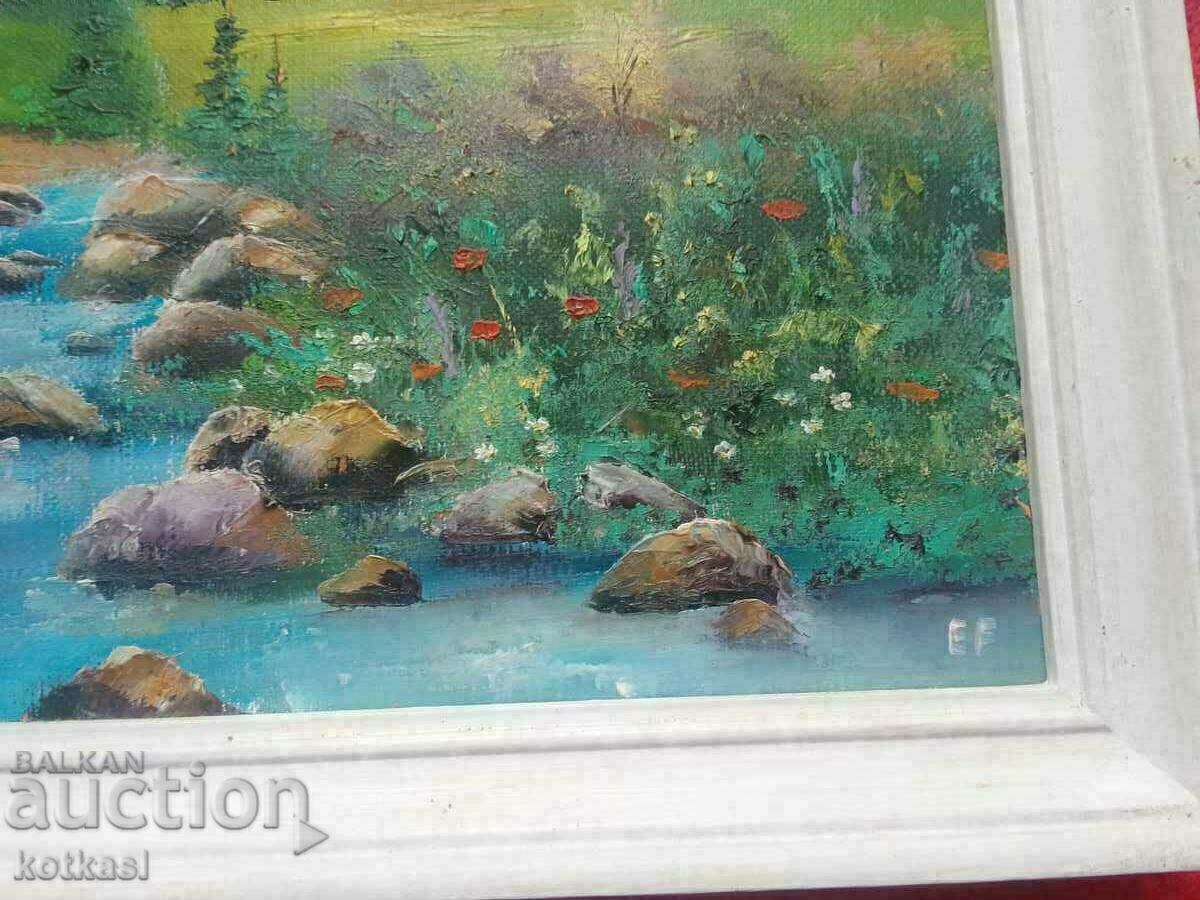 Bulgarian author frame signature Landscape oil on canvas - 6 Bulgarian author frame signature Landscape oil on canvas - 6