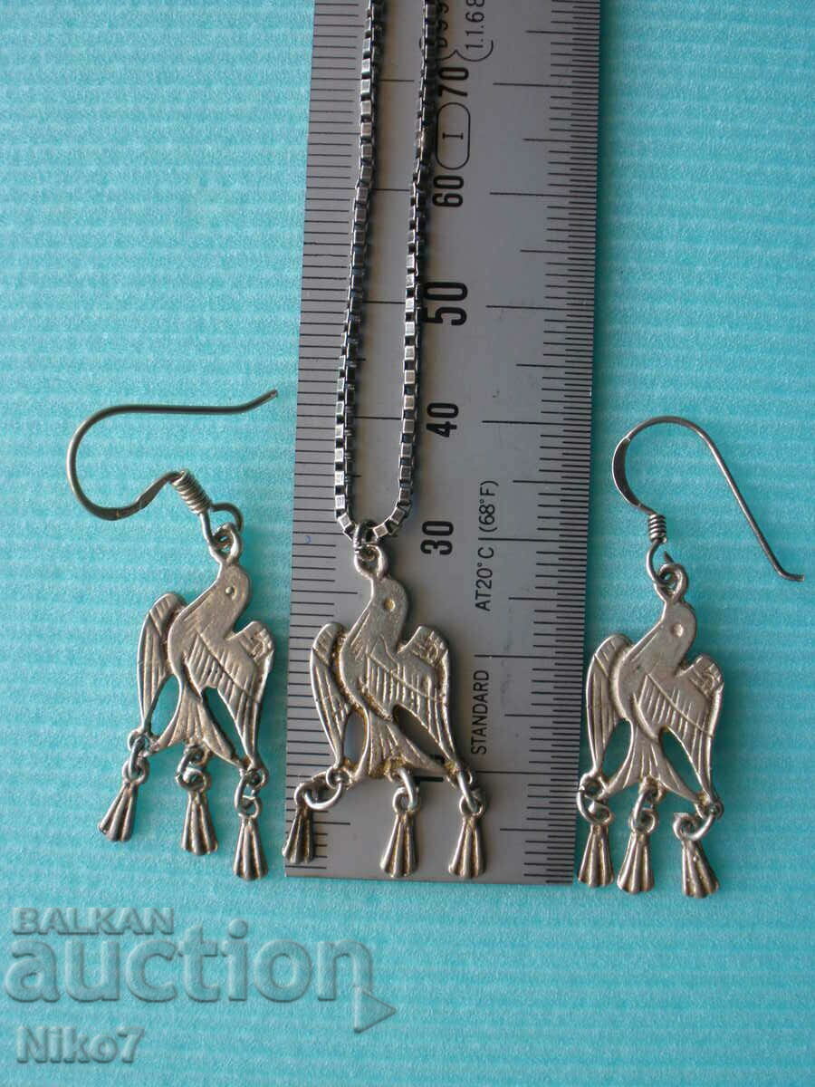 Bijuterii antice din argint (colier + cercei). - 6 Bijuterii antice din argint (colier + cercei). - 6