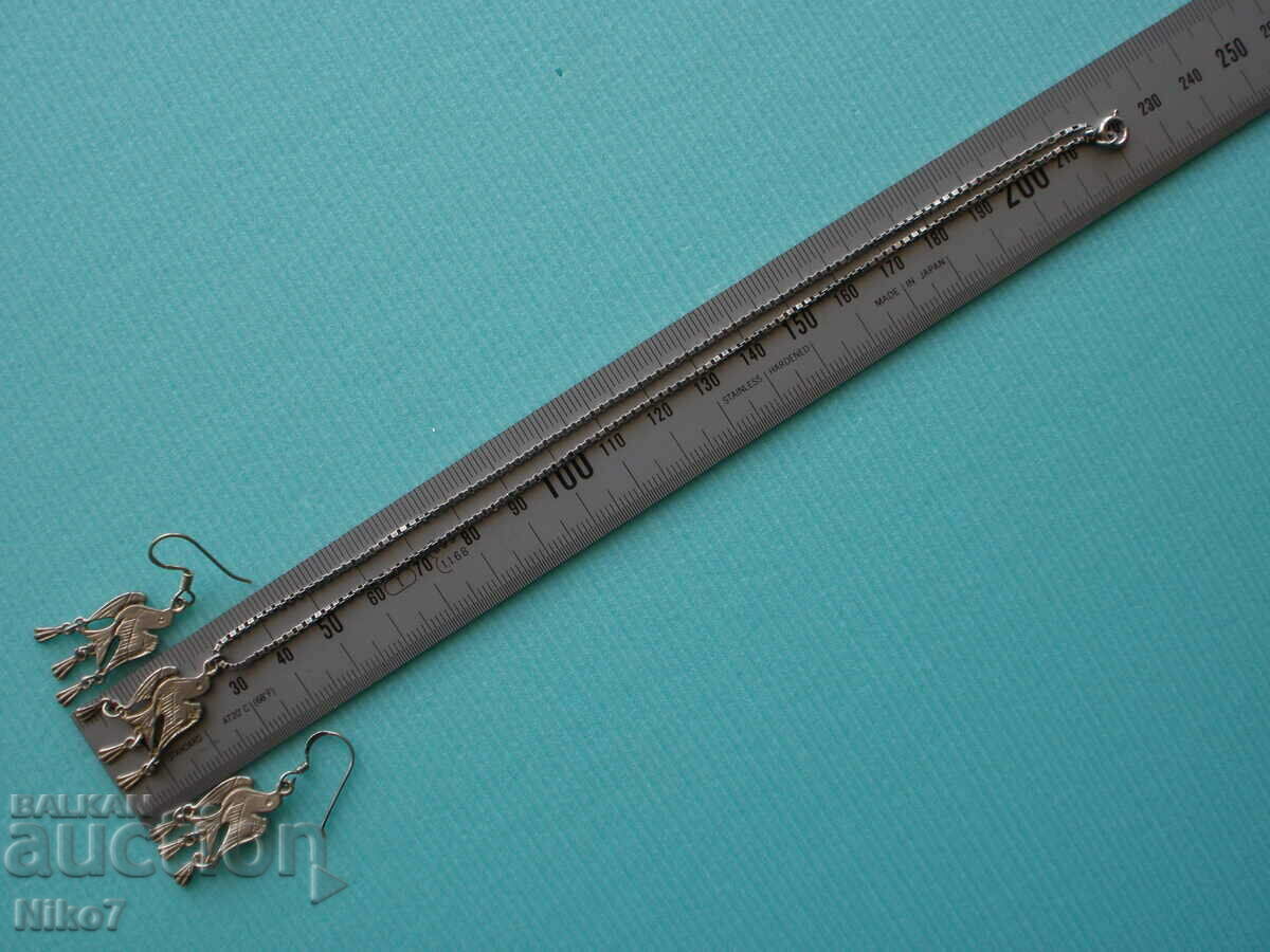 Antique silver jewelry (necklace + earrings). - 7 Antique silver jewelry (necklace + earrings). - 7