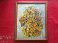 Bulgarian author Vyara Georg Sunflowers oil canvas signature
