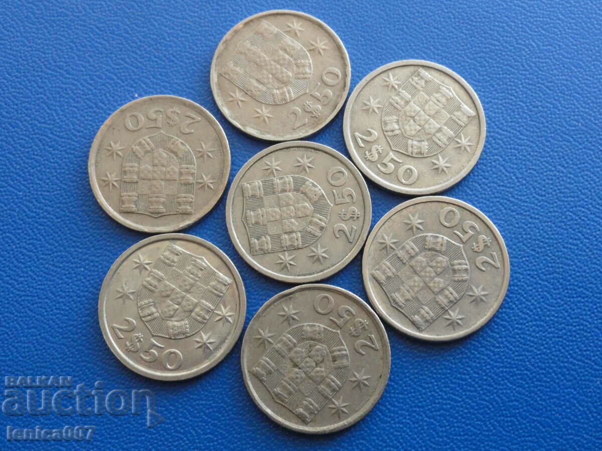 Portugal - 2.5 escudos (7 pieces) with price 3.60 BGN | € 1.84