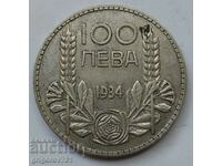 100 лева сребро България 1934 -  сребърна монета #107