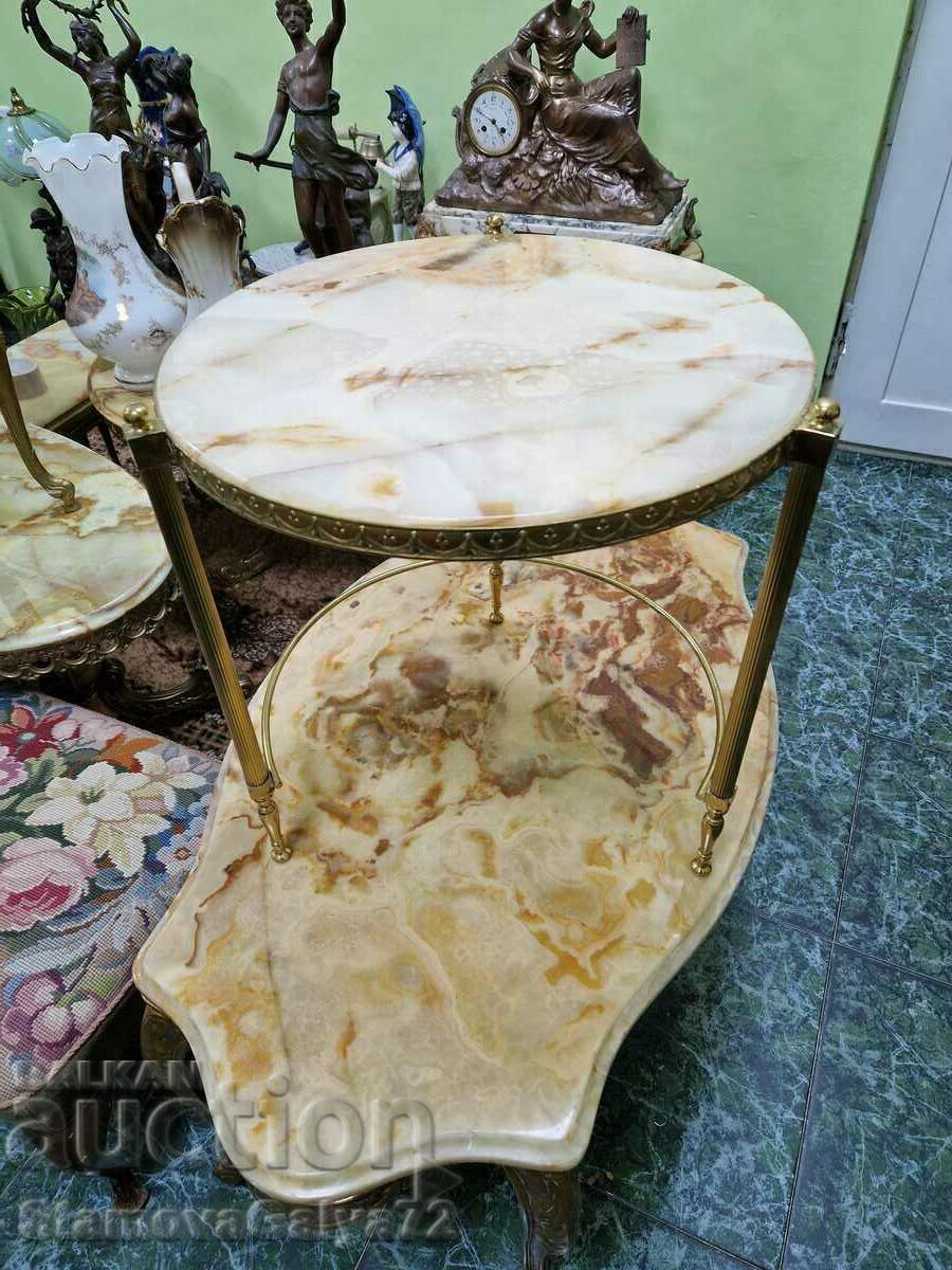 Чудесна антикварна бронзова масичка с оникс - 5 Чудесна антикварна бронзова масичка с оникс - 5