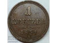 1 кройцер 1851 Австрия В - Кремнитц