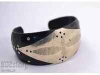 Horn bracelet with metal fittings - handmade, original