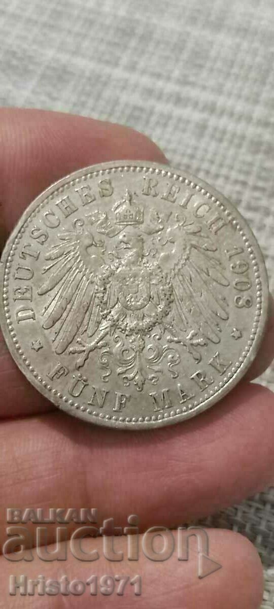 5 marks 1908 with price 110.00 BGN | € 56.24 5 marks 1908 with price 110.00 BGN | € 56.24
