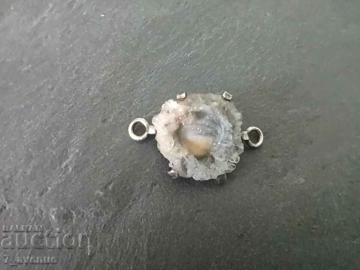 Silver medallion natural stone, Chalcedony, 2.04.24 - 5