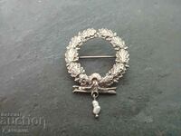 Silver brooch, natural pearl, 120 years, 2.04.24