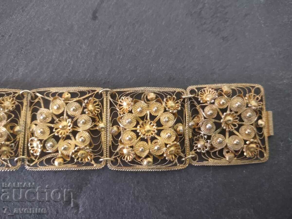 Auction Silver bracelet, filigree, gilding, pin, 120 years, 2.04.24 Auction Silver bracelet, filigree, gilding, pin, 120 years, 2.04.24