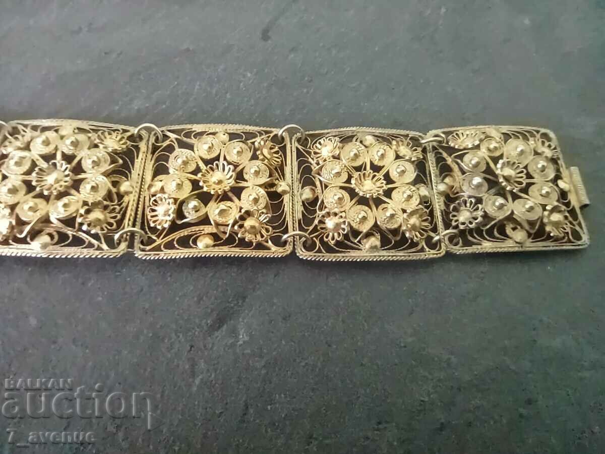 Silver bracelet, filigree, gilding, pin, 120 years, 2.04.24 - 6 Silver bracelet, filigree, gilding, pin, 120 years, 2.04.24 - 6