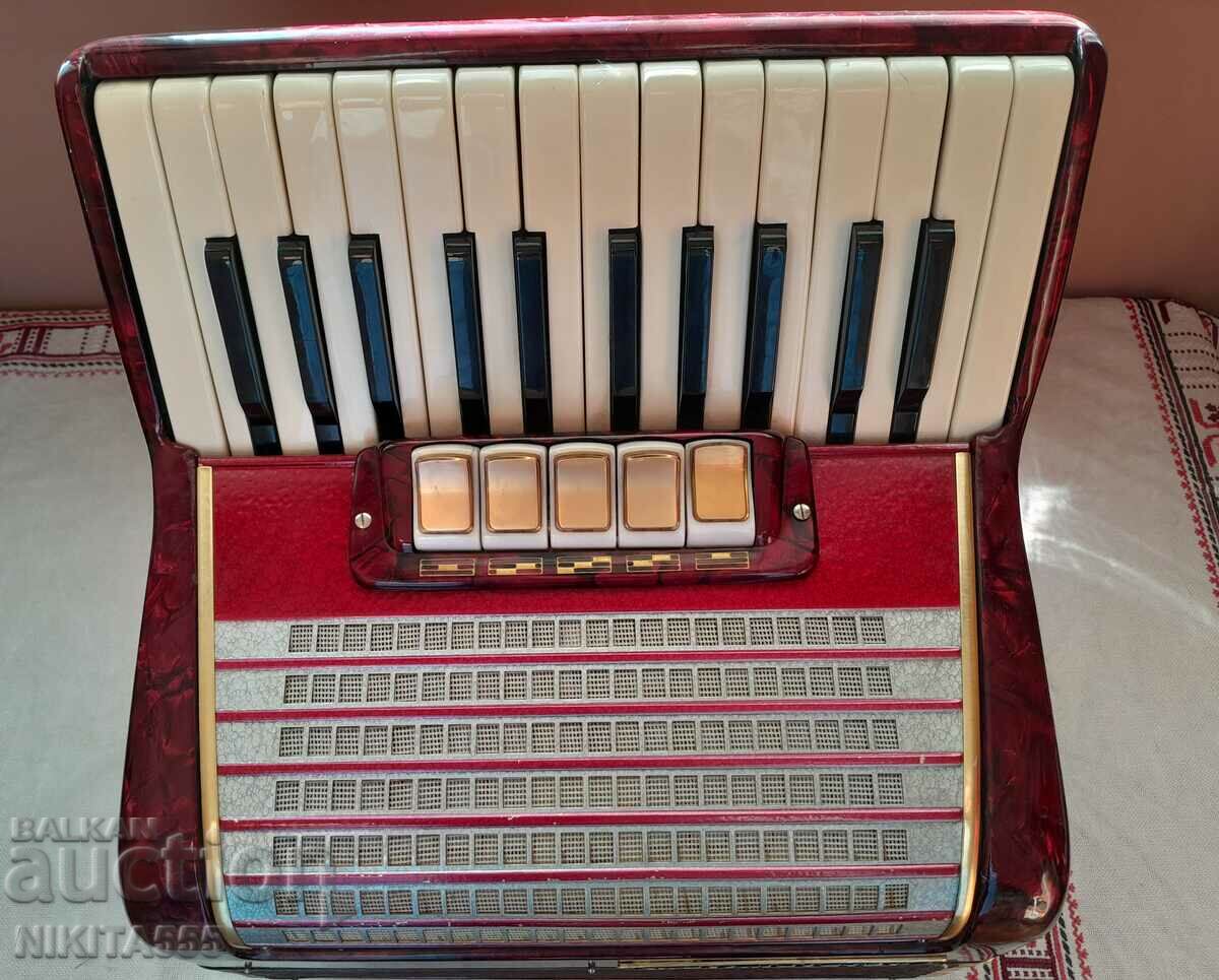 Weltmeister 40 bass accordion with case and key