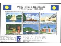 Clean stamps in small sheet Ships Boats 1988 from Palau