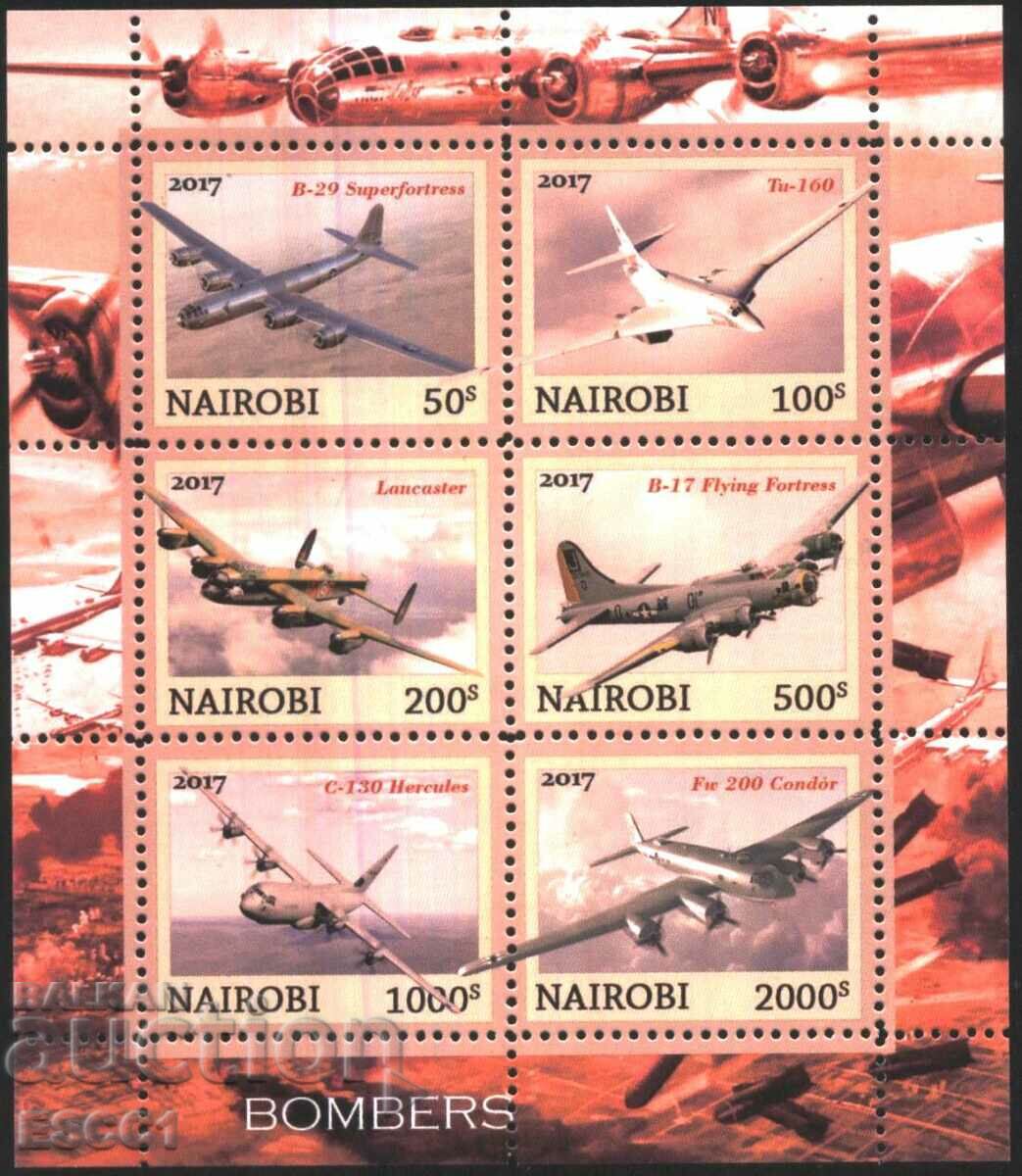Чисти марки в малък лист Авиация Самолети 2017 Найроби Кения
