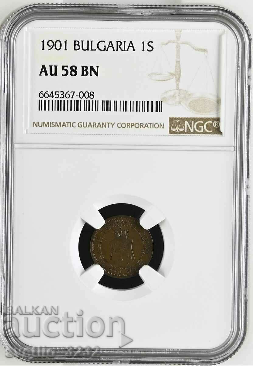 1 стотинка 1901 AU 58 BN NGC