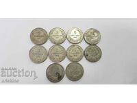 10 бр. царски български монети, монета лот