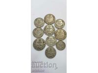 10 pcs. royal Bulgarian coins, coin lot