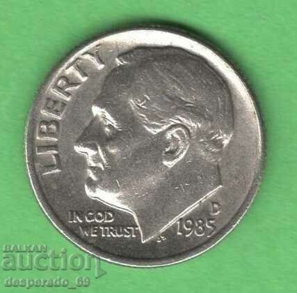 (¯`'•.¸ 10 cents 1985 (D) USA ¸.•'´¯)