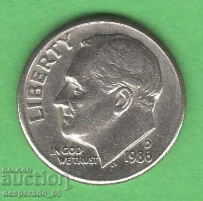 (¯`'•.¸ 10 cents 1986 (D) USA ¸.•'´¯)
