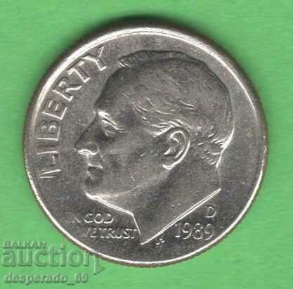 (¯`'•.¸ 10 cents 1989 (D) USA ¸.•'´¯)