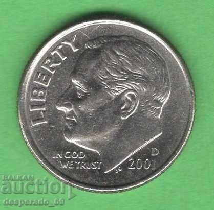 (¯`'•.¸ 10 cents 2001 (D) USA ¸.•'´¯)