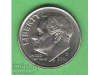 (¯`'•.¸ 10 cents 2001 (D) USA ¸.•'´¯)