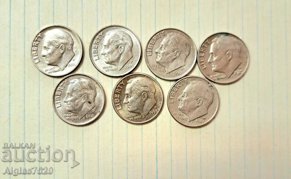 Lot of US dimes with price 14.00 BGN | € 7.16 Lot of US dimes with price 14.00 BGN | € 7.16