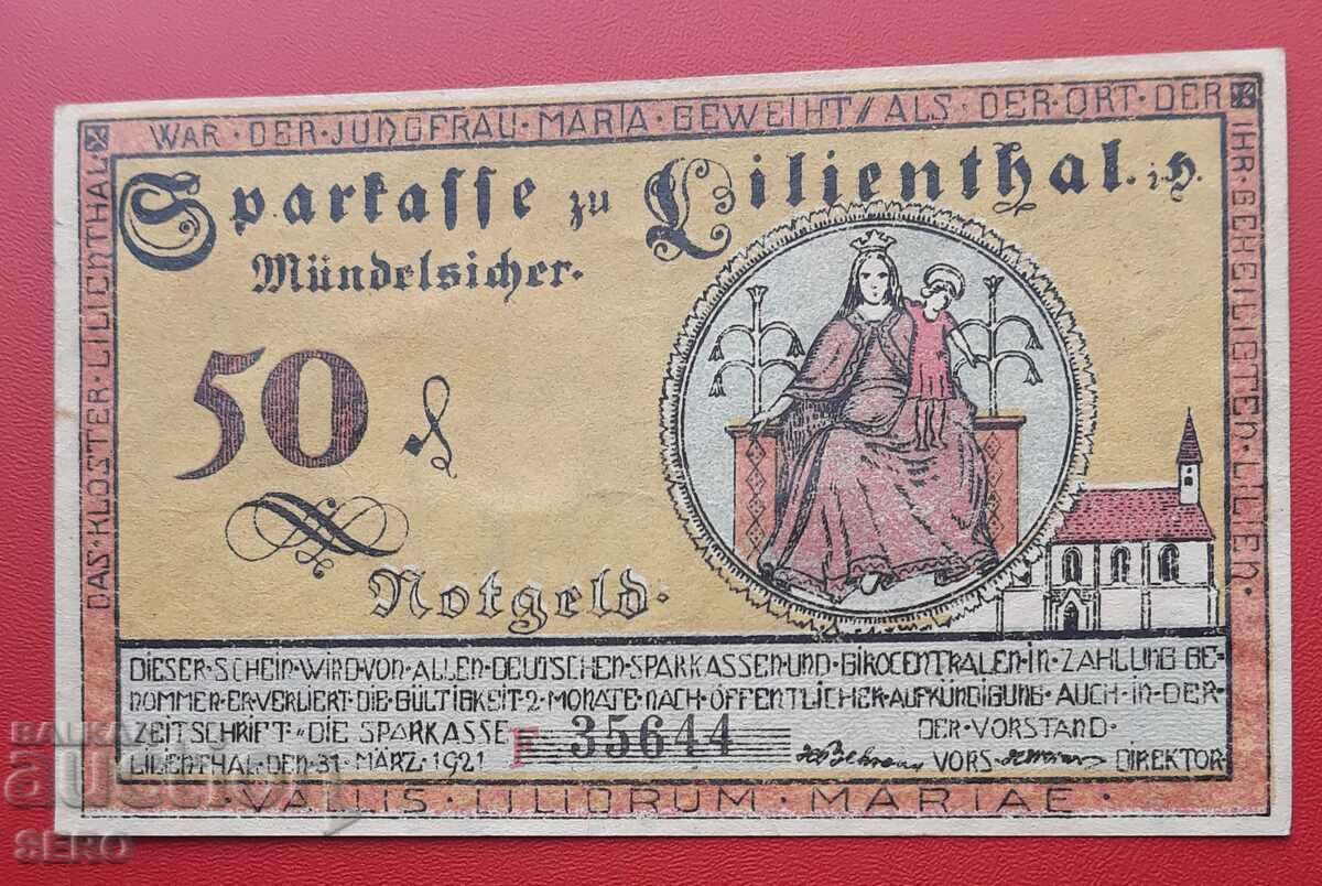 Bancnota - Germania - Saxonia - Lilienthal - 50 pfennig 1921