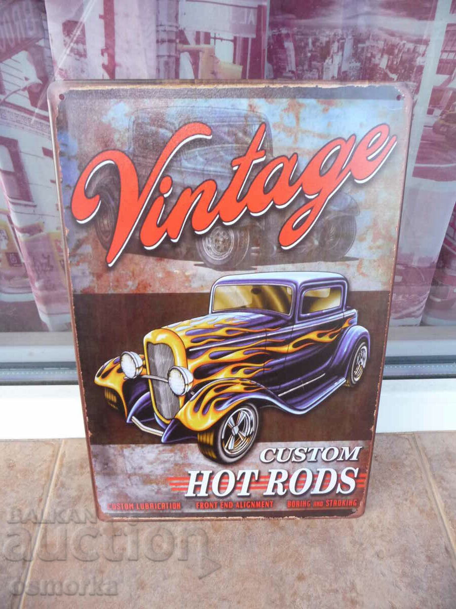 Metal sign car Vintage Custom Hot rods tuning mania ret