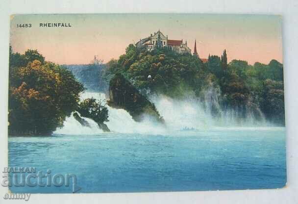 Стара пощенска картичка 1912 - Водопад Райнфал,Швейцария