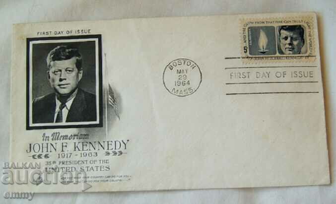 Plic comemorativ al președintelui Kennedy pentru prima zi, 1974 Boston
