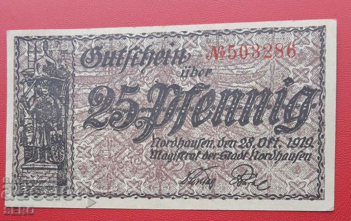 Банкнота-Германия-Тюрингия-Нордхаузен-25 пфенига1919