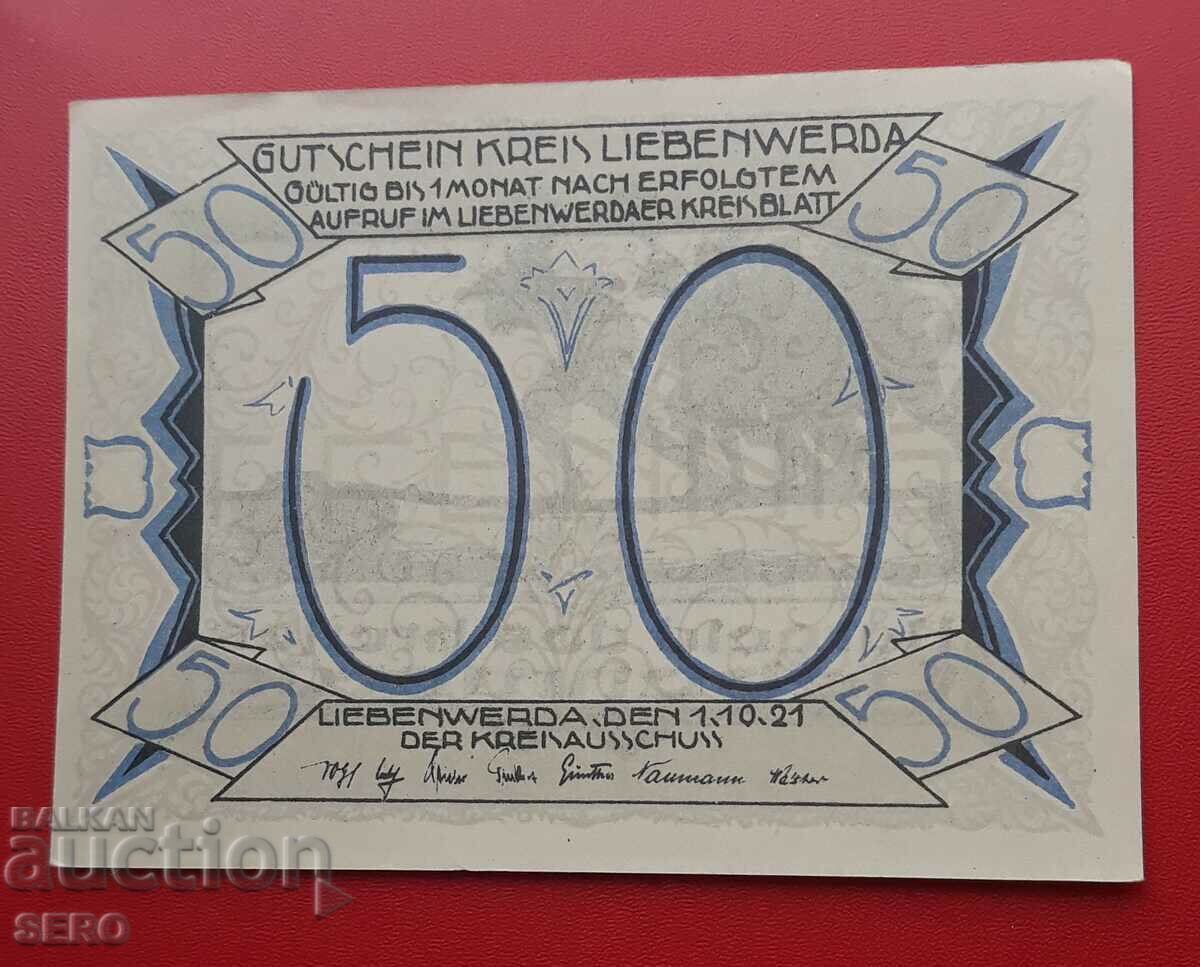 Banknote-Germany-Brandenburg-Libenwerda-50 Pfennig 1921