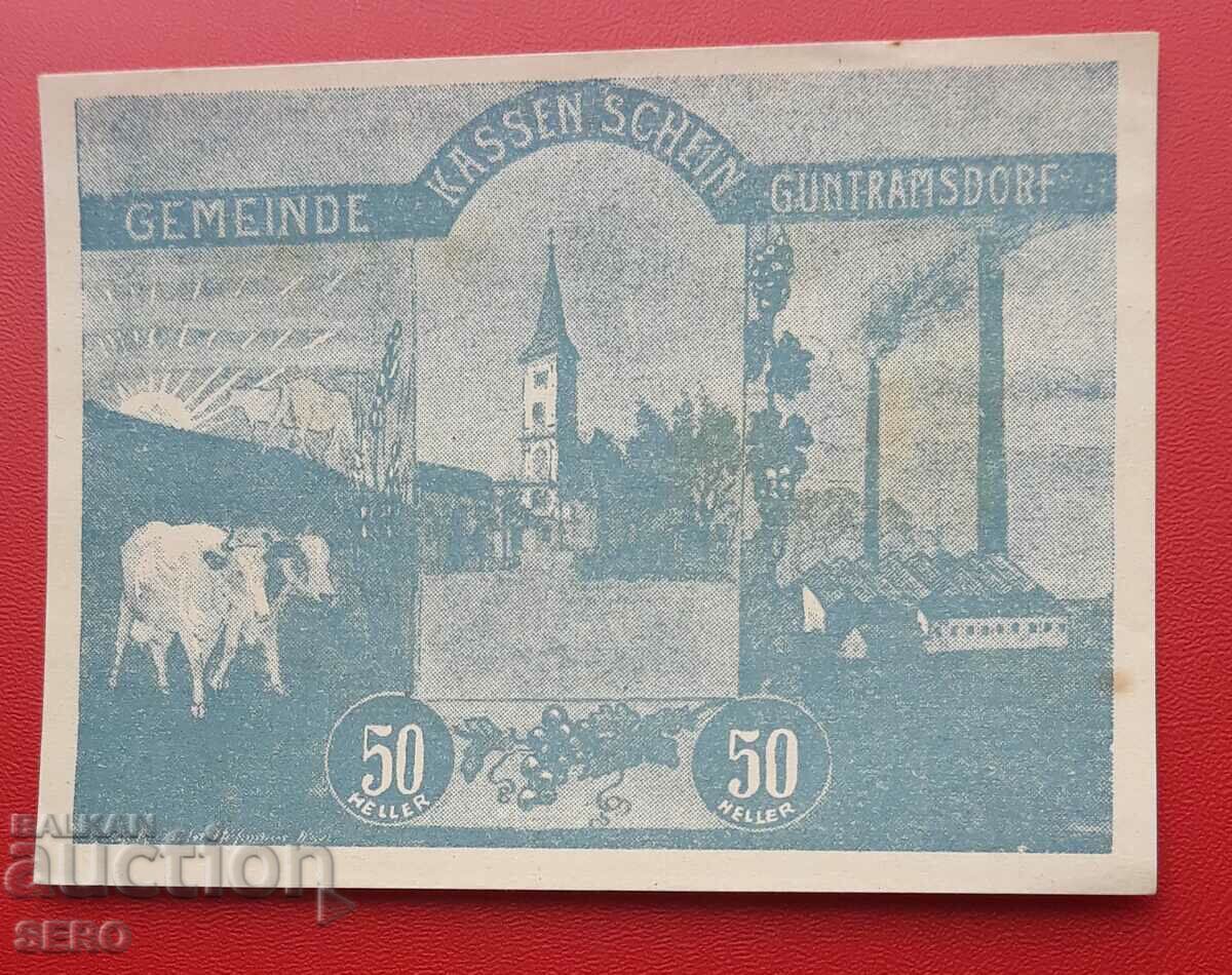 Банкнота-Австрия-Д.Австрия-Гунтрамсдорф-50 хелера 1920
