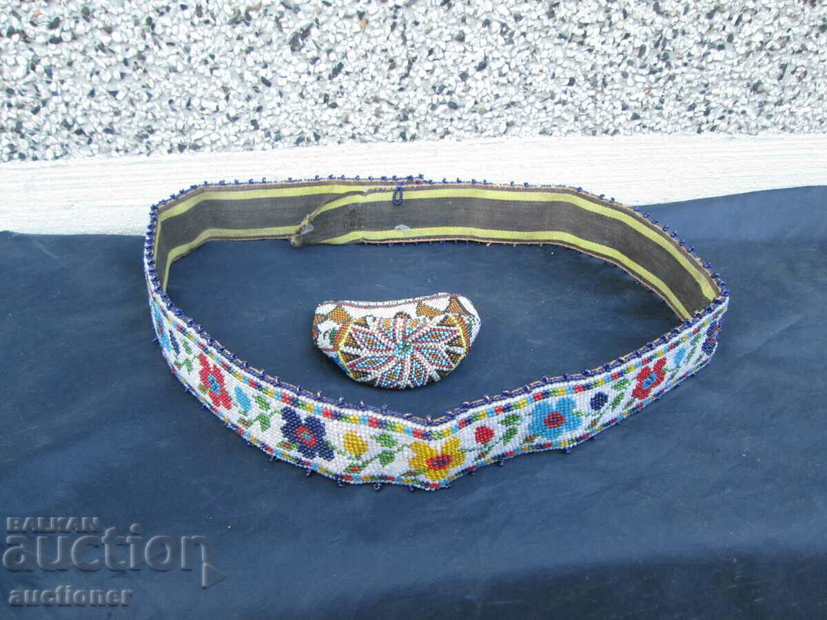 Auction OLD BEADED LONG BELT WITH PURSE Auction OLD BEADED LONG BELT WITH PURSE