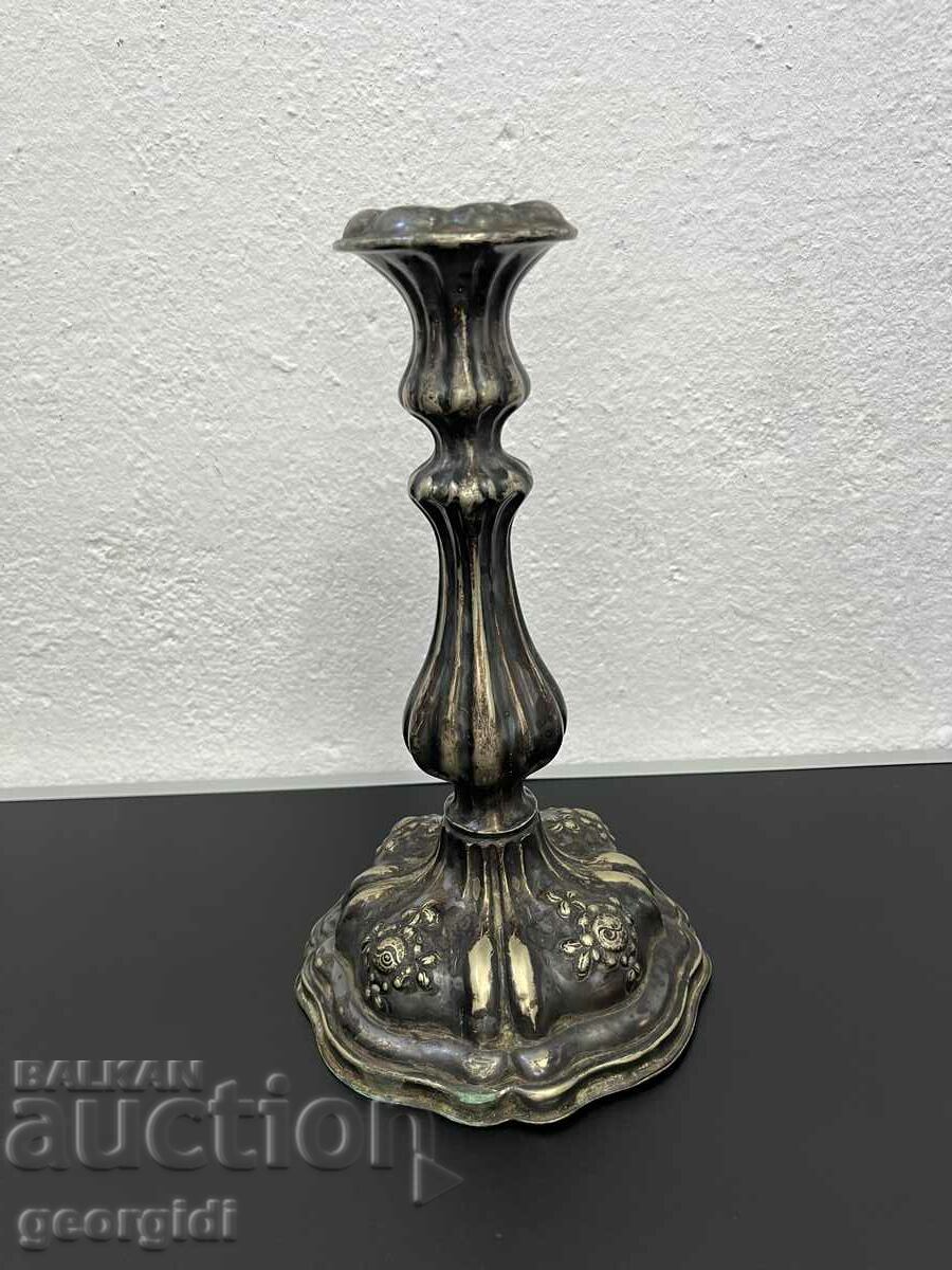 Old thick silver plated candle holder. #5268